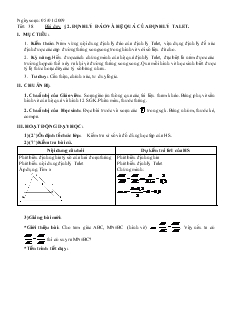 Giáo án Hình học 8 Tiết 38 Định lý đảo và hệ quả của định lý talet
