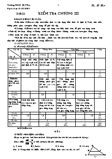 Giáo án Hình học 8 Tiết 55 Kiểm tra chương III