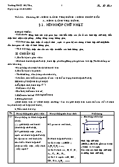 Giáo án Hình học 8 Tiết 56 Hình hộp chữ nhật