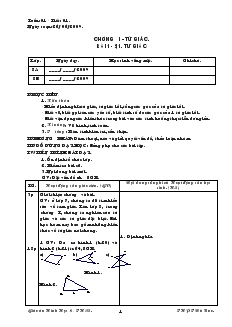 Giáo án Hình học 8 Tuần 01 Tiết 01 Tứ giác