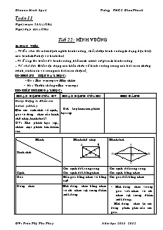 Giáo án Hình học 8 Tuần 11 Tiết 22 Hình Vuông