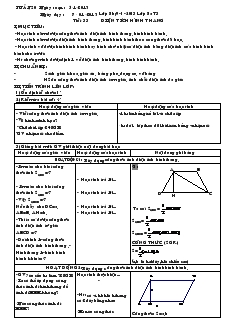 Giáo án Hình học 8 Tuần 20 Tiết 33 Diện tích hình thang