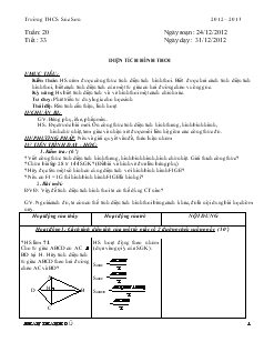 Giáo án Hình học 8 Tuần 20 Tiết 33 Diện tích hình thoi