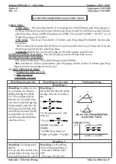 Giáo án Hình học 8 Tuần 25 Tiết 43 Trường hợp đồng dạng thứ nhất