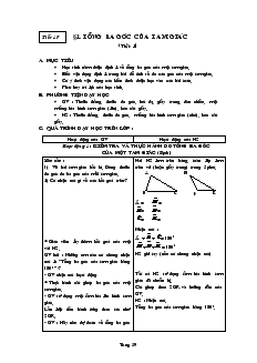 Giáo án Hình học lớp 7 Tiết 17 Tổng ba góc của tam giác (tiết 1)
