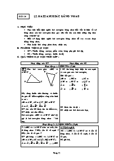 Giáo án Hình học lớp 7 Tiết 20 Hai tam giác bằng nhau