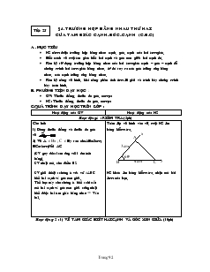 Giáo án Hình học lớp 7 Tiết 25 Trường hợp bằng nhau thứ hai của tam giác cạnh-góc-cạnh (c.g.c)