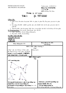 Giáo án Hình học lớp 8 năm học 2011- 2012 Tiết 1 Tứ Giác