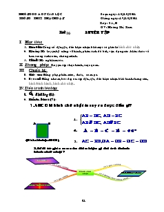 Giáo án Hình học lớp 8 năm học 2011- 2012 Tiết 16 Luyện Tập