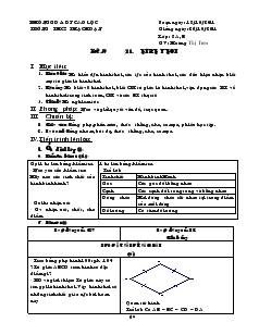 Giáo án Hình học lớp 8 năm học 2011- 2012 Tiết 19 Hình Thoi