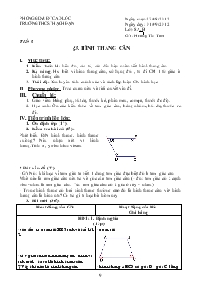 Giáo án Hình học lớp 8 năm học 2011- 2012 Tiết 3 Hình Thang Cân