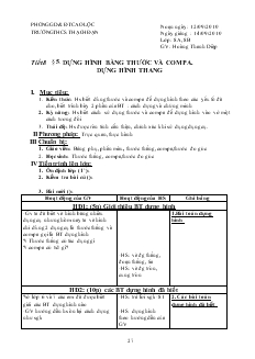 Giáo án Hình học lớp 8 năm học 2011- 2012 Tiết 8 Dựng hình bằng thước và compa. dựng hình thang