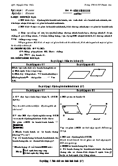 Giáo án Hình học lớp 8 năm học 2012- 2013 Tiết 10 Hình bình hành