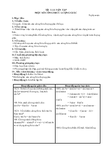 Giáo án môn Đại số 10 (cơ bản) - Tiết 1: Luyện tập một số công thức lượng giác