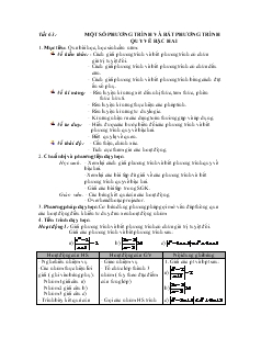 Giáo án môn Đại số 10 (cơ bản) - Tiết 63: Một số phương trình và bất phương trình quy về bậc hai