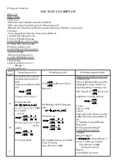 Giáo án môn Hình học 11 - Tiết 31, 32: Xác suất của biến cố