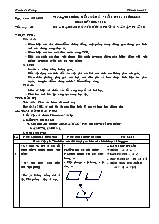 Giáo án môn Hình học 11 - Tiết dạy: 12 - Bài 1: Đại cương về đường thẳng và mặt phẳng