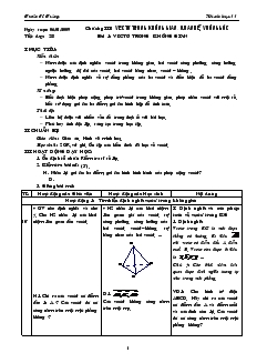 Giáo án môn Hình học 11 - Tiết dạy: 28 - Bài 1: Vectơ trong không gian