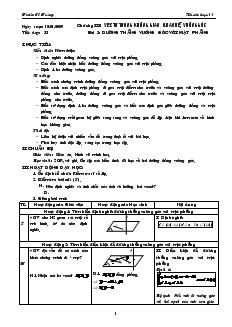 Giáo án môn Hình học 11 - Tiết dạy: 33 - Bài 3: Đường thẳng vuông góc với mặt phẳng