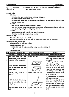 Giáo án môn Hình học 11 - Tiết dạy: 39 - Bài 5: Khoảng cách