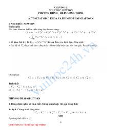 Giáo án Môn Toán học 11 (chuẩn kiến thức) - Chương II: Nhị thức Newton - Phương trình, hệ phương trình