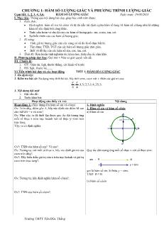 Giáo án môn Toán học 11 - Chương 1: Hàm số lượng giác và phương trình lượng giác