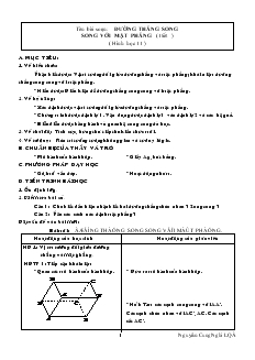 Giáo án môn Toán học 11 - Đường thẳng song song với mặt phẳng (1 tiết)