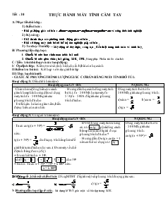 Giáo án môn Toán học 11 học kỳ I - Tiết 10: Thực hnh my tính cầm tay