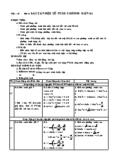 Giáo án môn Toán học 11 học kỳ I - Tiết 17 - Bài 3: Bài tập một số ptlg thường gặp (tiếp)