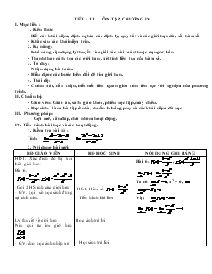 Giáo án môn Toán học 11 - Tiết 13: Ôn tập chương IV