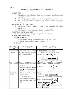 Giáo án môn Toán học 11 - Tiết 7 - Bài: Phương trình lượng giác cơ bản (tiếp)