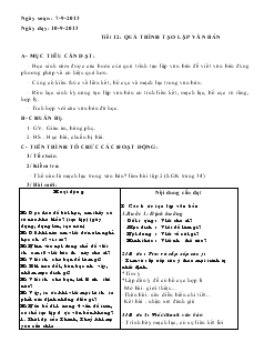 Giáo án Ngữ văn 7 (chuẩn kiến thức) - Tiết 12: Quá trình tạo lập văn bản năm 2012