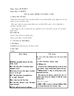 Giáo án Ngữ văn 7 (chuẩn kiến thức) - Tiết 24: Đặc điểm văn biểu cảm