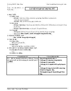 Giáo án Ngữ văn 7 (chuẩn kiến thức) - Tuần 19 – Tiết 71: Luyện tập sử dụng từ