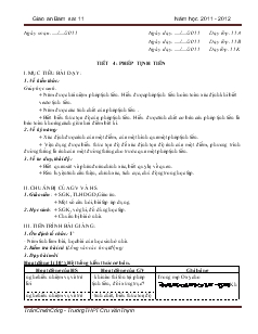 Giáo án phụ đạo môn Toán 11 (bán sát chương trình) - Tiết 4: Phép tịnh tiến