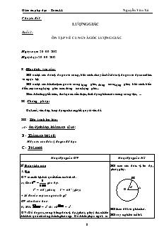 Giáo án phụ đạo Toán 11 - Chuyên đề: Lượng giác