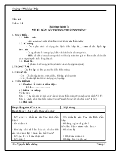 Giáo án Tin học 8 Tuần 31 Tiết 60 Bài thực hành 7 xử lí dãy số trong chương trình