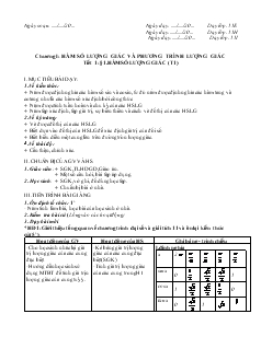 Giáo án Toán học 11 (cơ bản) - Tiết 1 đến tiết 20