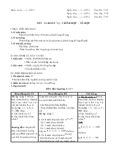 Giáo án Toán học 11 (cơ bản) - Tiết 12: Hoán vị, chỉnh hợp, tổ hợp