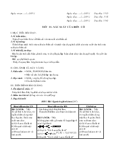 Giáo án Toán học 11 (cơ bản) - Tiết 15, 16: Xác suất của biến cố