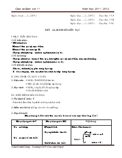 Giáo án Toán học 11 (cơ bản) - Tiết 26, 27: Hàm số liên tục