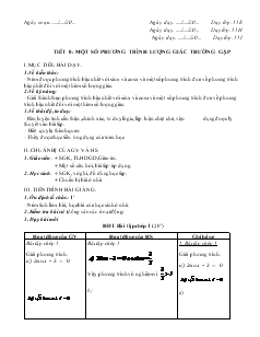 Giáo án Toán học 11 (cơ bản) - Tiết 8, 9: Một số phương trình lượng giác thường gặp