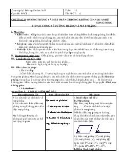 Giáo án Toán học 11 (cơ bản) - Tuần 12 - Tiết 12: Đại cương về đường thẳng và mặt phẳng