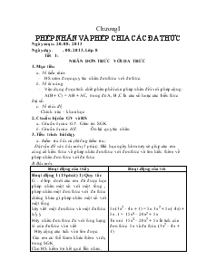 Giáo án Toán học 8 - Tiết 1, 2 năm 2013