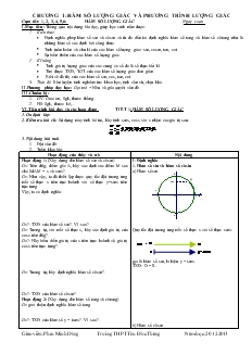 Giáo án Toán học lớp 11 - Chương 1: Hàm số lượng giác và phương trình lượng giác năm 2012 - 2013