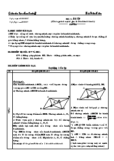 Giáo án Tự chọn 8 Tiết 4 Ôn tập (chứng minh một tứ giác là hình bình hành)