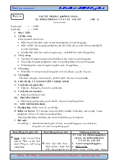 Giáo án Tự chọn mô Toán 11 - Tiết 29: Vectơ trong không gian - Sự đồng phẳng của các vectơ