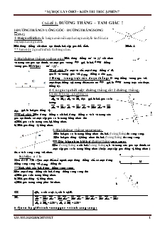 Giáo án Tự chọn toán 8 Chủ đề 2 đường thẳng – tam giác