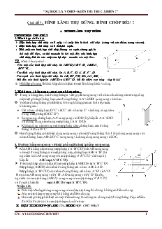 Giáo án Tự chọn toán 8 Chủ đề 7 Hình lăng trụ đứng, hình chóp đều