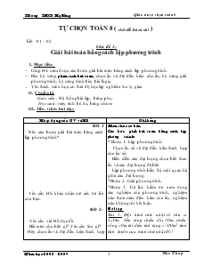 Giáo án tự chọn toán 8 TRường THCS Hạ Bằng